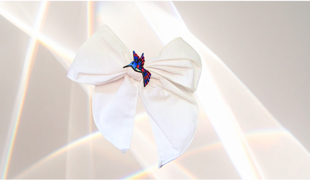 5" Girls Cotton Hair Bow with MDF Shaped Sublimated Center (Hummigbird)