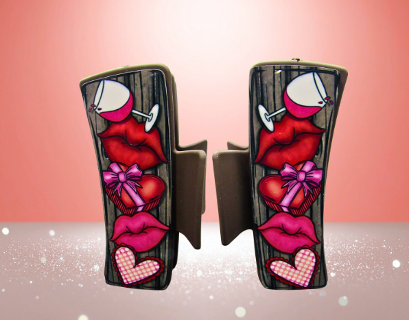 MDF-Valentines Themed Sublimated 4 inch Hair Clip