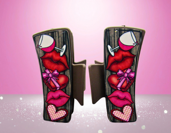 MDF-Valentines Themed Sublimated 4 inch Hair Clip