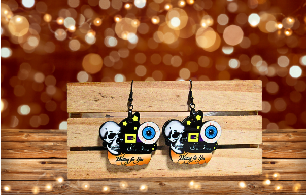 MDF-Pumpkin Shaped Witch Earring 1.5 inch