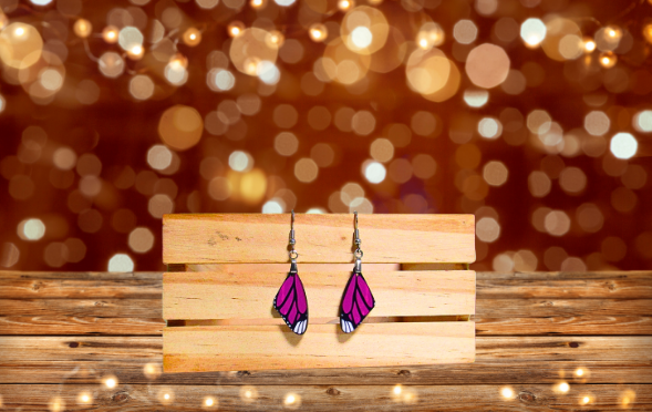 MDF-Wing Shaped Sublimated Earrings 1 inch