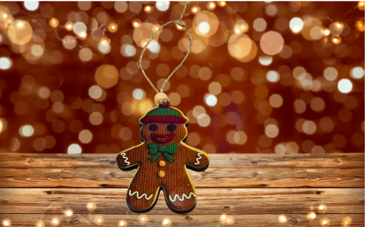 MDF- Gingerbread with Beanie Shaped Sublimated Ornament