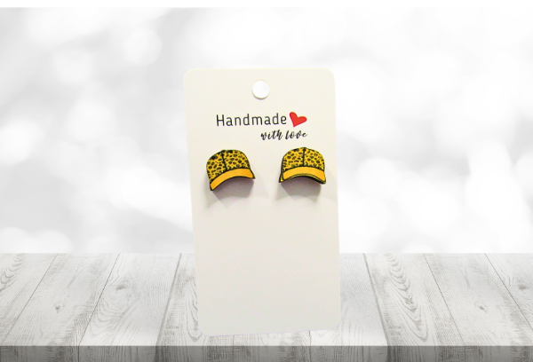 MDF- Baseball Cap Shaped Sublimated Stud Earrings