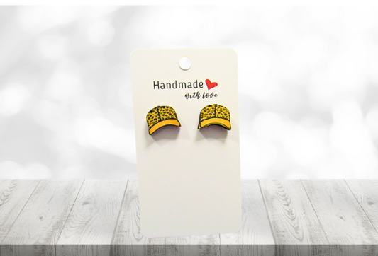 MDF- Baseball Cap Shaped Sublimated Stud Earrings