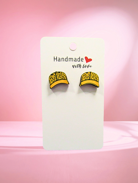 MDF- Baseball Cap Shaped Sublimated Stud Earrings