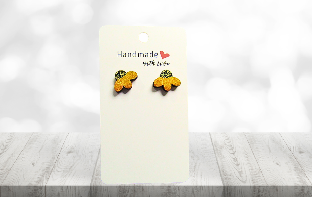 MDF-Open Flower Shaped Sublimated Stud Earrings