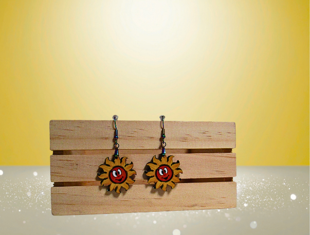 MDF-Sun Shaped Sublimated Earrings 1 inch