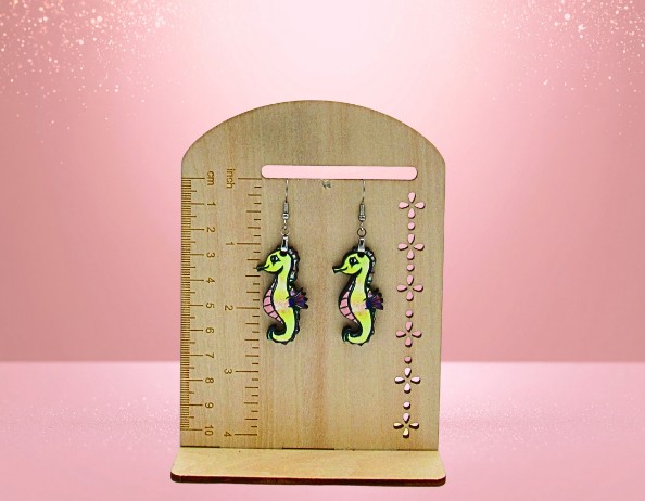 MDF-Seahorse Shaped Sublimated Earrings 1.5 inch