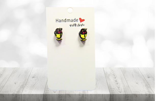 MDF- Ice Cream Sundae Shaped Sublimated Stud Earrings